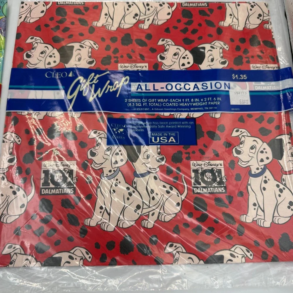 Vintage Disney Cleo Gift Wrap Lot 4 Little Mermaid 101 Dalmatians Mickey Mouse